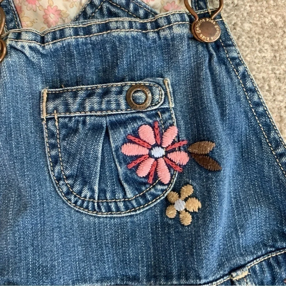 Genuine Oshkosh Overalls w/ Embroidered Flowers 12M